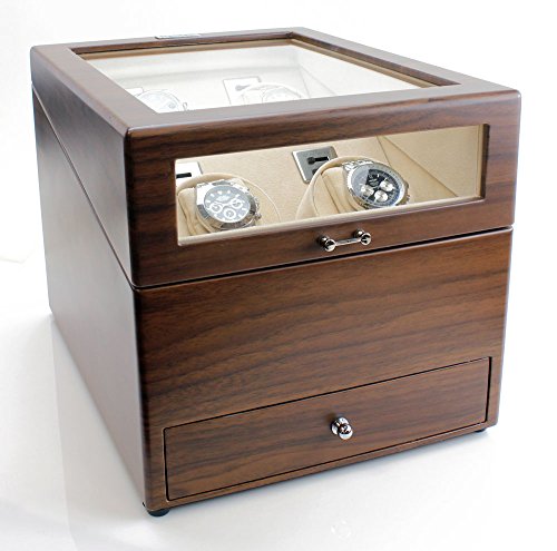Heiden Grand Quad Watch Winder with Drawer in Walnut