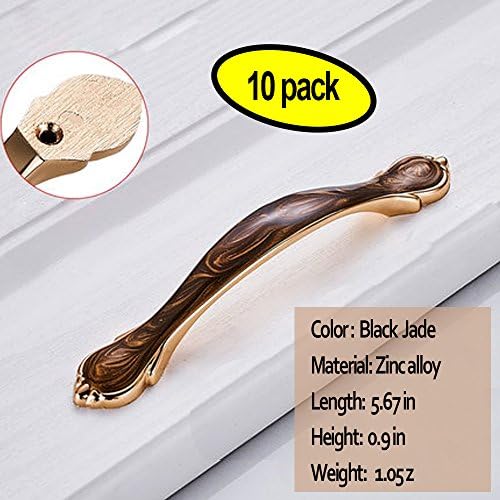 Antique Cabinet Handle Pull, Bronzeman 5.7'' Oil Rubbed Black Jade Rustic Wardrobe Dresser Hardware Furniture Kitchen Home Decor Door Knob - 10 Pack