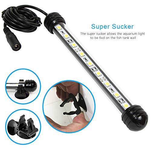 MingDak LED Aquarium Light - Fish Tank Light,Waterproof Submersible Crystal Glass Light for Fish,5050 SMD Optibright led Lights Lighting Color White - 9 LEDs 7.5 Inches... - Thumbnail 2