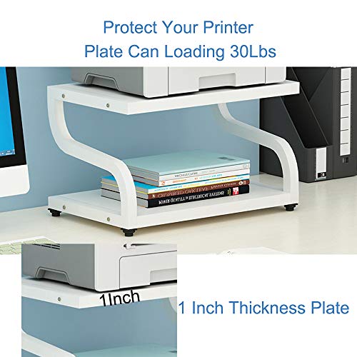 PUNCIA Office Desktop Laser Multifunction Printer Copier Scanner Shelf Stand Rack with Anti - Skid Pads for Desktop Organizer Storage Shelf Double Tier Tray for Microwave Oven Potted Plants(White)