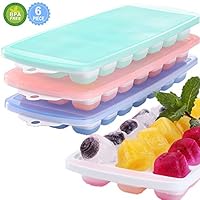 Ice Cube Trays, 3 Packs Food Grade Flexible Silicone Ice Cube Molds Tray with Lids, Easy Release Ice Trays Make 63 Ice Cube, Stackable Durable and Dishwasher