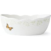 Lenox Butterfly Meadow Porcelain Bread Basket | dishwasher safe, microwave safe | floral design, for serving | 3.75 inch, 56oz, gift for women, kitchen storage