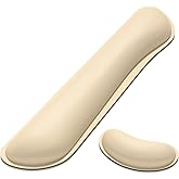 Dapesuom Keyboard Wrist Rest Set, Cute PU Leather Wrist Cushion for Computer Keyboard and Mousepad, Memory Foam Mouse Pad Rests Support with Non-Slip Base for Typing Pain Relief Laptop, Colonial White