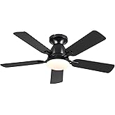 Mpayel Ceiling Fans with Lights, 46'' Low Profile Ceiling Fan with Light and Remote, Modern Flush Mount Ceiling Fan for Bedroom Living Room Kitchen, LED Dimmable Reversible Quiet DC Motor, Black