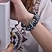V-MORO Bracelet Compatible with 44mm Series 4 Apple Watch Bands 42mm Women Fashion Handmade Elastic Stretch Beads with Black Stainless Steel Adapters Strap for iWatch Series 4/3/2/1 42mm/44mm Navy