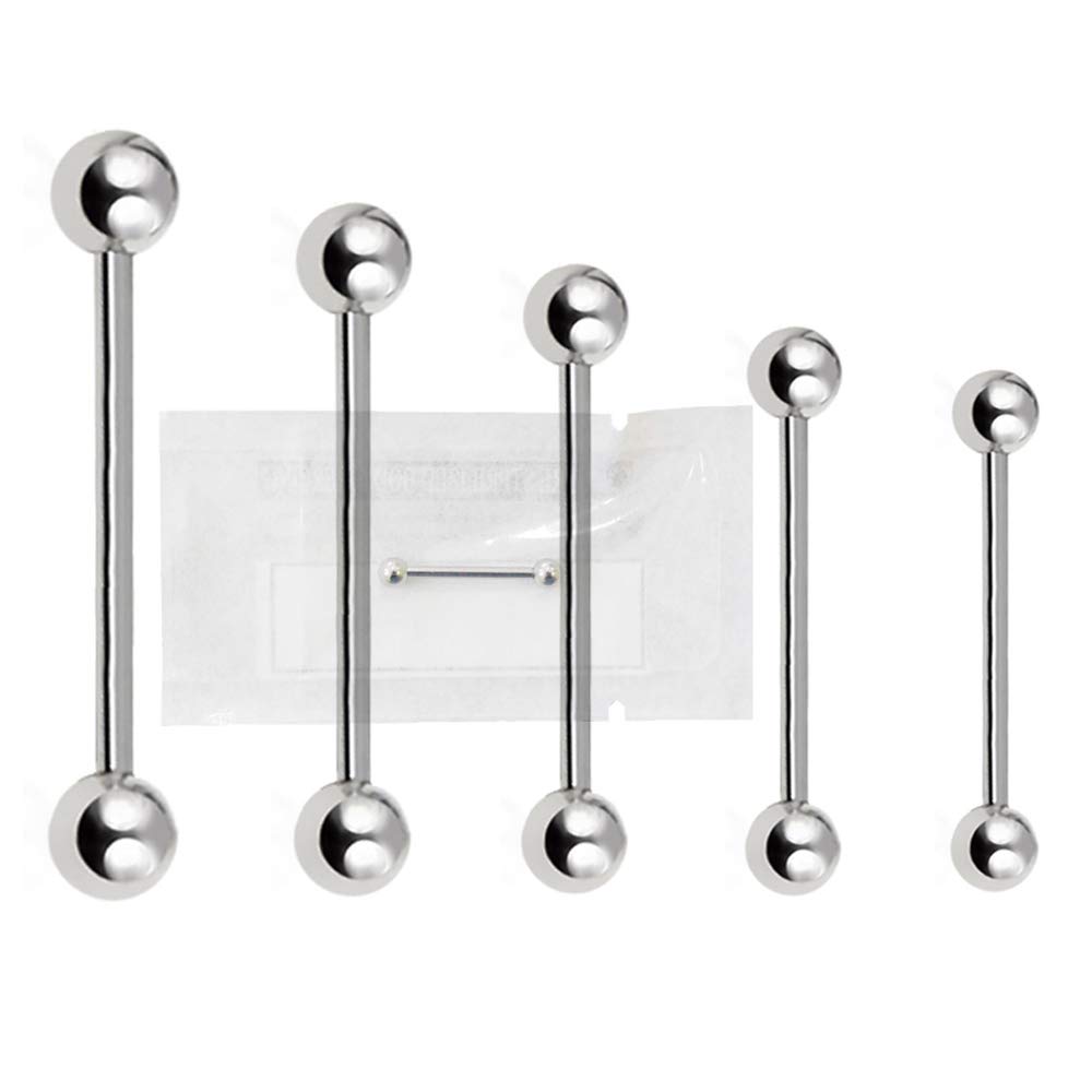 Warrior Sterile Tongue piercing Nipple Shield Barbell Ring Bars made of surgical steel 316L Body Jewelry 14G(1.6mm) with balls 6mm PLS-001(14)