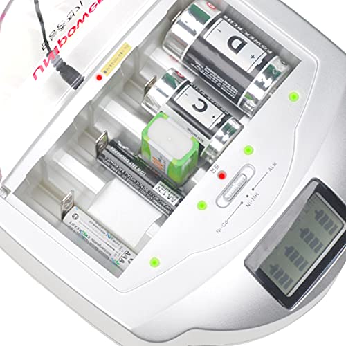 Koshore Alkaline Battery Charger, Universal Smart Battery Charger Compatible for AA, AAA, C, D
