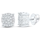 10K White Gold 1/6Cttw Natural Diamond Gift Round Stud Earring