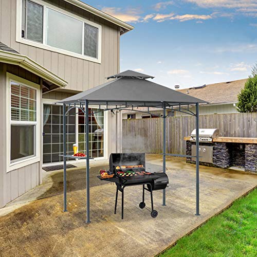 Coastshade 5'x8' Grill Gazebo Canopy Tent, Polyester Double Teir Soft Top Cover with UV and Waterproof, for Patio and Outdoor Living BBQ Shelter (5x8, Light Grey) - Thumbnail 6