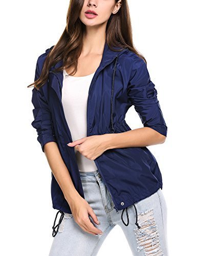 Womens Raincoat, Lightweight Waterproof Windproof Jacket Outwear Hoodies