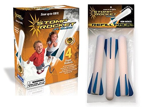 Stomp Rocket Junior Glow Kit with Extra Jr. Glow Rocket Refills, Blue