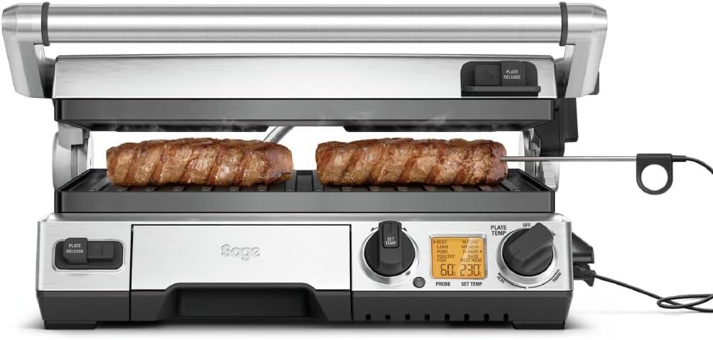 Sage - The Smart Grill Pro - Electric Grill With BBQ Mode - Removable Plates - Brushed Stainless Steel