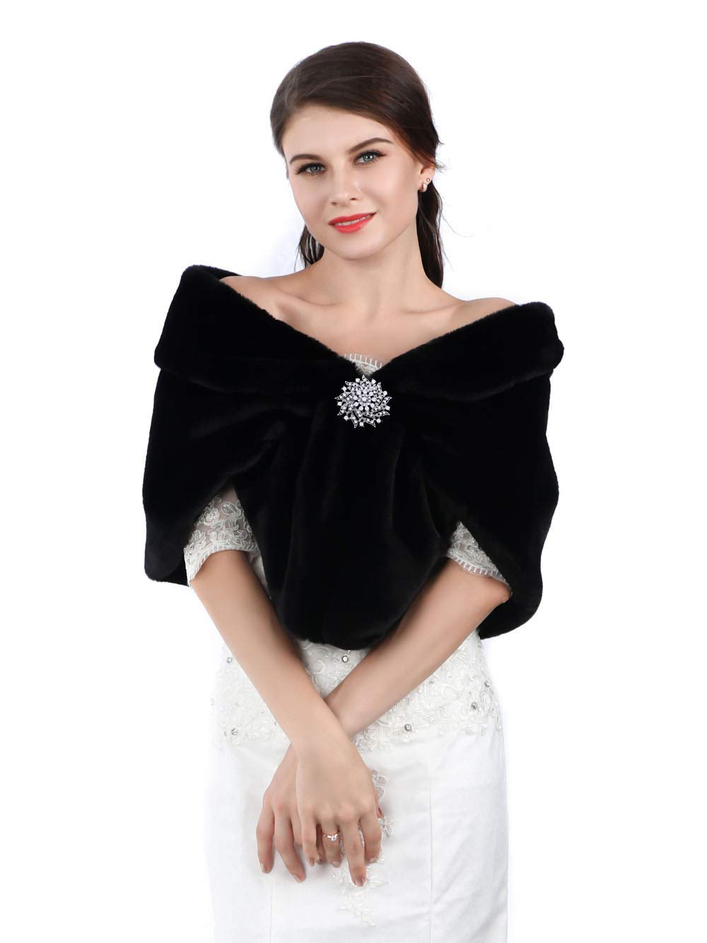 Aukmla Women's Faux Fur Shawls and Wraps Wedding Faux Fox Fur Stole Bridal Fur Scarf for Bride and Bridesmaids Aukmla Women's Faux Fur Shawls and Wraps Wedding Faux Fox Fur Stole Bridal Fur Scarf for Bride and Bridesmaids