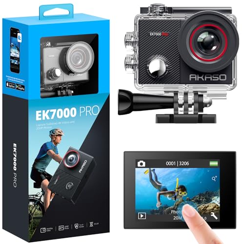 AKASO Action Cam 4K 20MP WiFi 40M Unterwasserkamera Wasserdicht Ultra HD Touchscreen Einstellbar Weitwinkel EIS Actioncam mit 2.4G Fernbedienung und 2