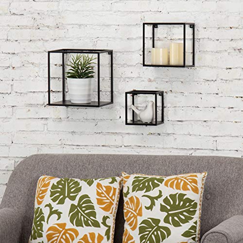 MyGift Black Metal CubeFrame Wall Hanging Shelves, Set of 3 eBay