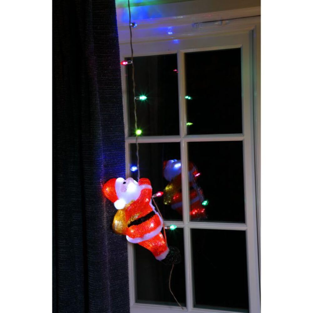 Noma Acrylic Santa Climbing Light String : Plug in with Timer : 30cm : Indoor/Outdoor : LED