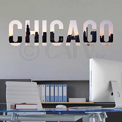 Chicago Skyline Full Color Self Adhesive Fabric Vinyl Print