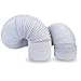 TerraBloom Flexible 6 Inch Ducting – White 8 Feet Flex Aluminum Duct with 2 Clamps – 4 Layer HVAC Ventilation Air Hose - Great For Grow Tents, Dryer Rooms, House Vent Register Lines