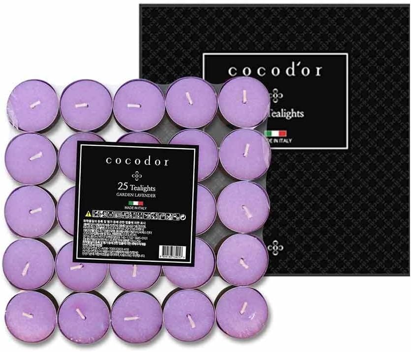 Candles & Holders - COCODOR Scented Tealight Candles/Garden Lavender / 25 Pack / 4-5 Hour Extended Burn Time/Made in Italy, Cotton Wick, Scented Home Deco, Fragrance, Mother's Day