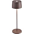 Zafferano, Olivia Pro Lamp, Rechargeable Cordless Table Lamp with Touch Control, Suitable for Indoor and Outdoor, Dimmer, 2700-3000 K, Height 14 Inches, Rust Color
