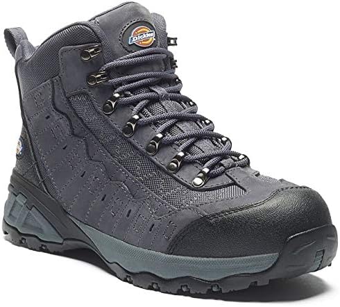 Dickies Mens Gironde Safety Work Boots Composite Toe-Cap Non-Metallic Anti-Penetration Midsole Metal Free Water Resistant Upper Breathable Mesh Lining Lightweight Nubuck Leather (UK 11.5, Grey)