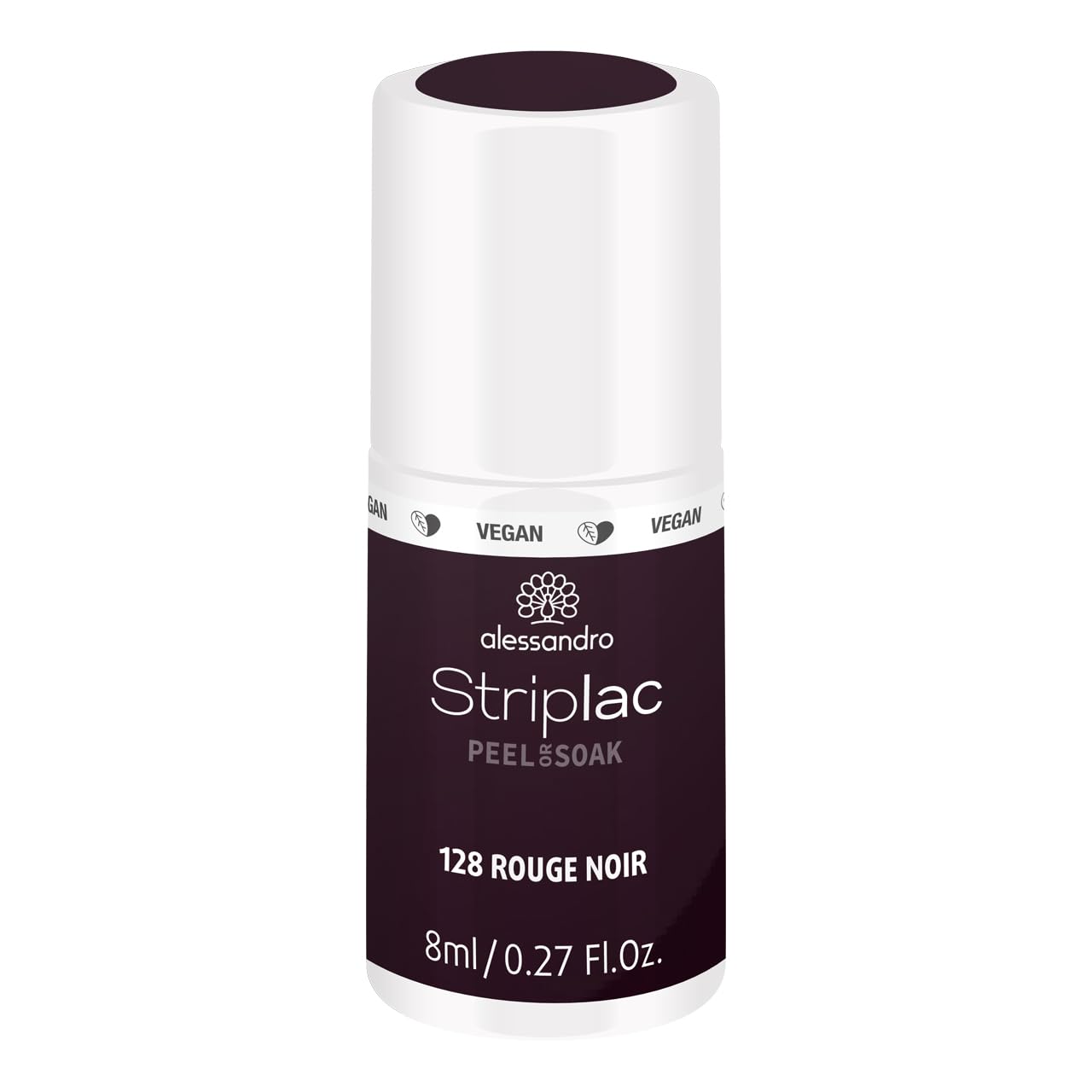 alessandro Striplac Peel or Soak Vegan Rouge Noir - UV Nail Polish in Dark Red Black - For Perfect Nails in 15 Minutes 8ml