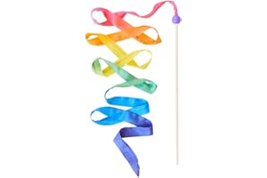 Sarah's Silks Rainbow Streamer - 8' Long Ribbon Wand for Kids, Pretend Play, Dance, Baton Stick Twirling, and Gymnastics Party Favors | 100% Silk and Wood Montessori and Waldorf Toys