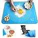[Thickness Upgrade] Silicone Baking Mat with Measurements, Amytalk Thicken, Heat Resistance, Reusable Non-Stick Pastry Mat Non Slip Rolling Mat Dough Board Dough Kneading Mat, Blue, Easy Clean