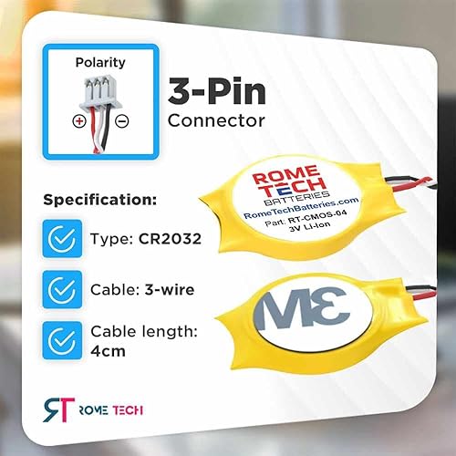 Rome Tech CMOS Battery for Dell Latitude E5400, E5410, E6400