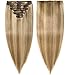 S-noilite Double Weft Clip in Extensions Human Hair 8pcs 10Inch 110g 100% Remy Hair Clip on Extensions For Women Gift #18P613 Ash Blonde mix Bleach Blonde
