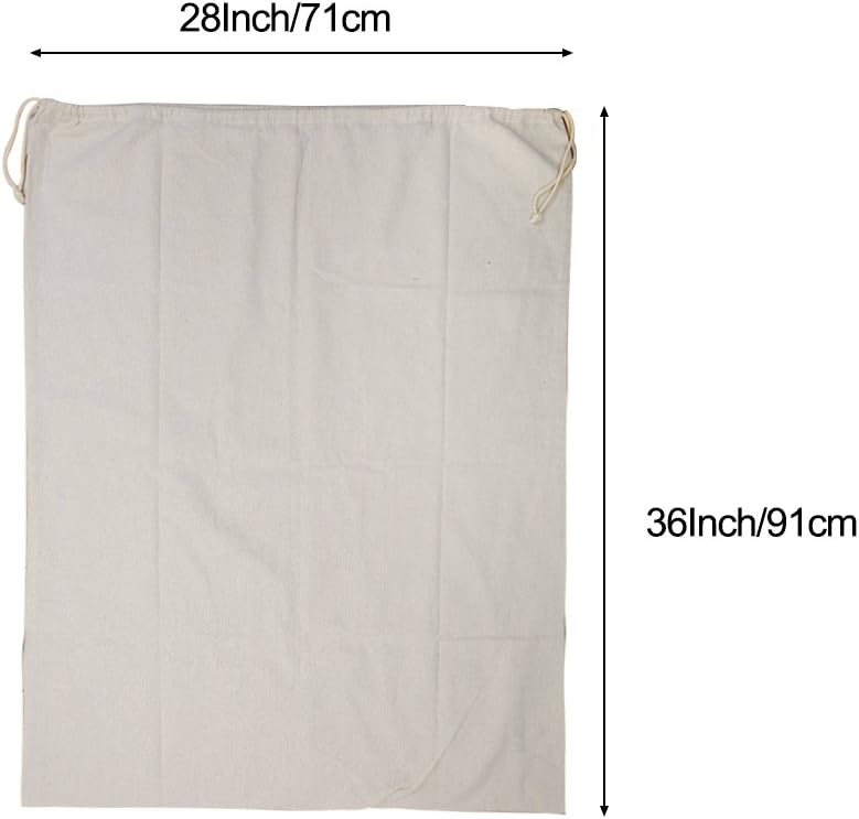 Vivifying Extra Large Natural Cotton Laundry Bags, 2 Pack 28" x 36" Foldable Laundry Hamper with Drawstring Closure (Beige) - Image 4