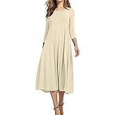 Scapodo Womens Long Sleeve Dress 2025 Fall and Winter Casual Flowing A Line Solid Color Hem Long Dresses