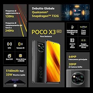 Xiaomi Poco X3 NFC - Smartphone 4G, 6.67 Pollici, 6 GB + 128 GB, 5160 mAh, Fotocamera Quadrupla, Grigio (Shadow Grey) - immagine 6