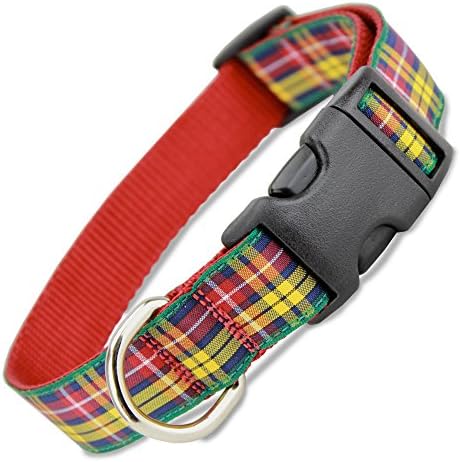 Plaid Dog Collar, Buchanan Tartan, Large Dogs 35-60lbs, (Collar: 1" Wide, 12' - 20" Long)