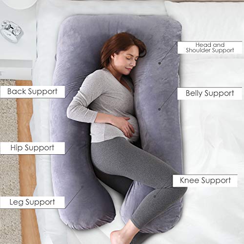 Kingta Pregnancy Pillow U Shaped Full Body Pillow with Washable Velvet