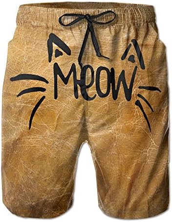 Funny Men's Meow Beach Shorts Beach Pants Summer Tropical Quick Dry Sports Shorts X-Large