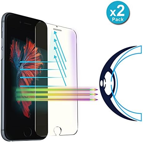 iPhone 8 Plus / 7 Plus Screen Protector, Villstar Tempered Glass Screen Protector Film Anti Blue Light Protect Eyes for iPhone 8 Plus 7 Plus, Case Friendly HD Anti Scratch Easy Install [2 Pack]
