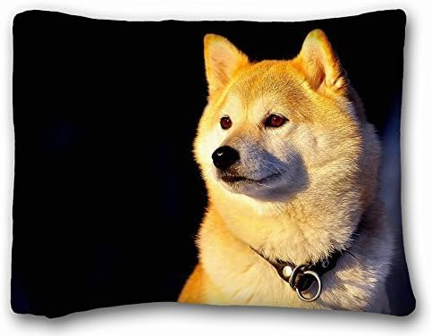 Decorative Standard Pillow Case Animals collar Shiba Inu dog 20"*26" One Side