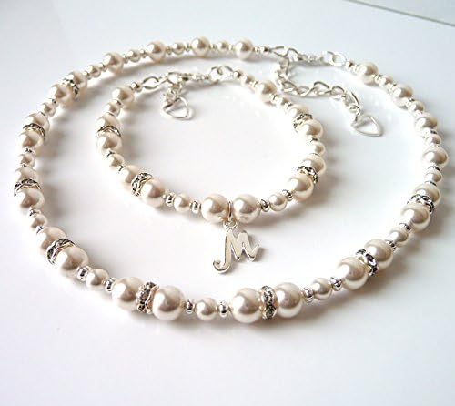 Flower Girl Jewelry Set, Flower Girl Jewelry Pearl, Flower Girl Gifts Personalized, CHOOSE LETTER, SIZE &amp; COLOR, Flower Girl Jewelry Sets for Wedding, Flower Girl Jewelry with Pearls