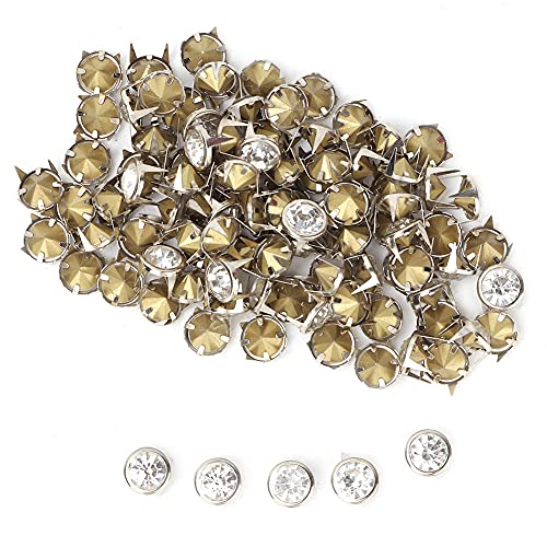 100Pcs Rhinestone Crystal Claw Beads Nailhead DIY Fashion Rhinestone Nailhead Studs Rhinestones Preset Studs Nailheads for Embellishment Leather Work