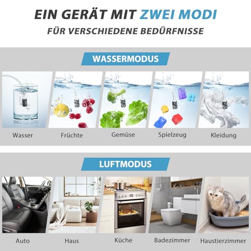 Smart Ozone Generator 60000 mg/h with 2 Modes, Digital Ozone Generator for Water and Air, Ozone Device with 120 Minute Timer for 300 ㎡ Odour Killer for Car, Smoke, Pet Odours, Kitchen Odours
