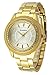 Mens Gold Watches Diamond Dial Gold Steel Analog Quartz Wrist Watch