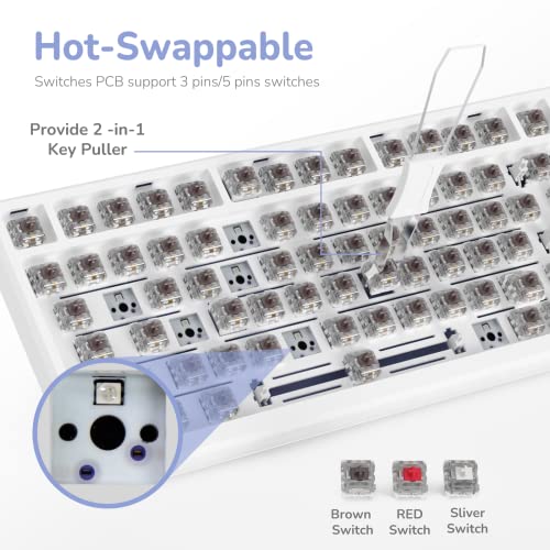 RK ROYAL KLUDGE M75 Mechanical Keyboard with OLED Smart Display and Volume Knob, 2.4G/USB-C/BT Gasket Mounted 75% Layout Wireless Gaming Keyboard with 81 Keys, RGB Backlit Hot-Swap Fast Silver Switch