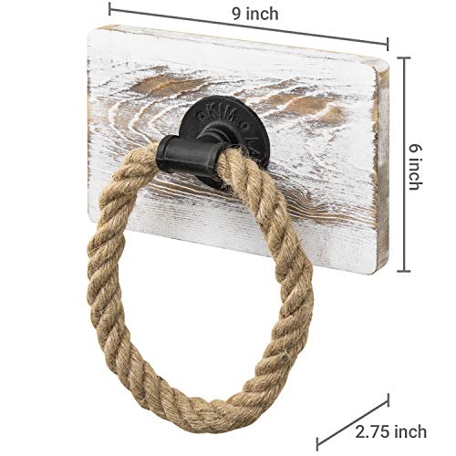 Rustic Burnt Wood Towel Bar MyGift Rustic Rope Towel Ring For