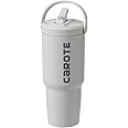 CAROTE Water Bottle with Straw, Stainless Steel Insulated Water Flask, Double Walled Vacuum Drink Flask for Hot Cold Drinks, Leak Proof, Sweat Free, 32oz, 960ml, Grey