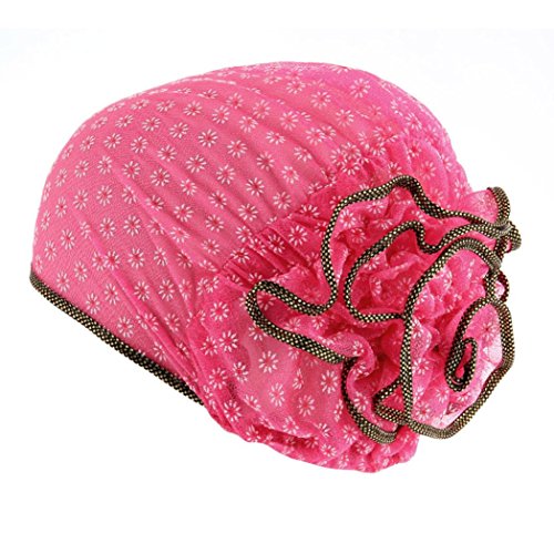 TOOPOOT Muslim Women's Cap Silk Yarn Turban Cancer Chemo Hats Loss Head Scarf Wrap Cap (Hot Pink)