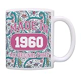 60th Birthday Gift Made 1960 Paisley Birthday Mug Decorations Gift Coffee Mug Tea Cup Paisley