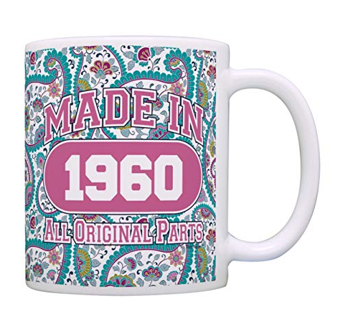 60th Birthday Gift Made 1960 Paisley Birthday Mug Decorations Gift Coffee Mug Tea Cup Paisley