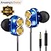 Wired Earbuds In Ear Heaphones with Microphone, Corded Stereo Earphones with Dual Driver,Bass &HiFi Audio, Sweatproof Phone Earbuds for Apple iPhone Samsung Android