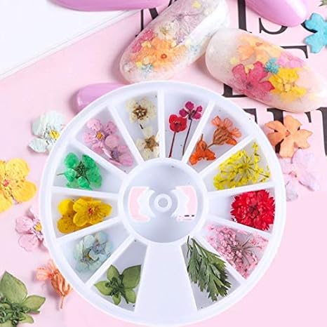 24 Pcsroue Nail Art Décoration Fleur Séchée 3d Manucure